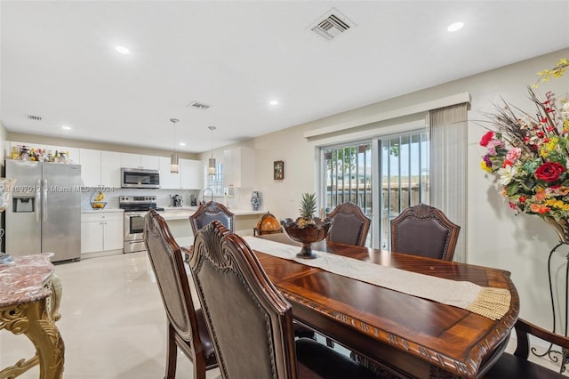 dining area with sink