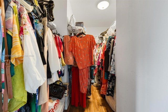 walk in closet featuring hardwood / wood-style floors