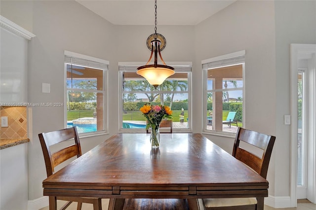 dining area featuring plenty of natural light