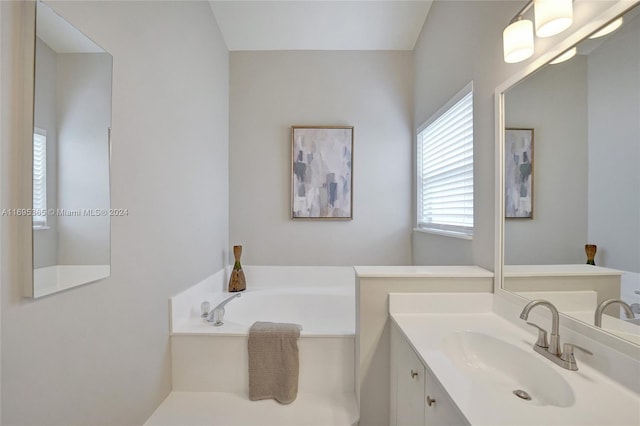 bathroom with a bath and vanity