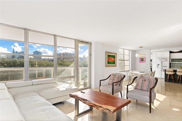 view of tiled living room