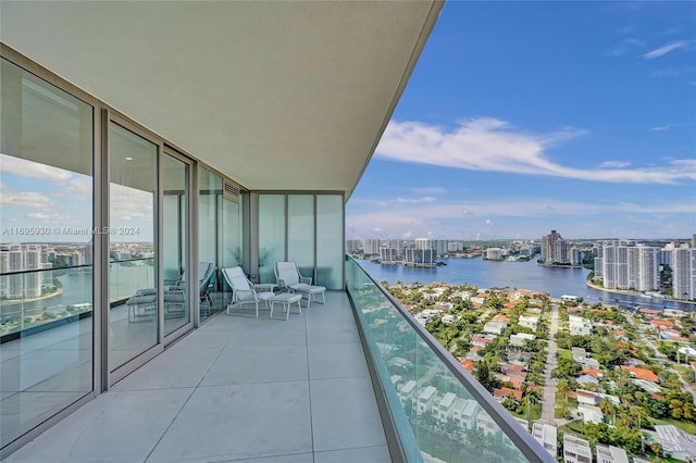 balcony with a water view