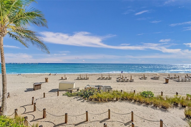 property view of water with a beach view