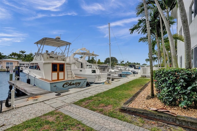 view of dock featuring a water view