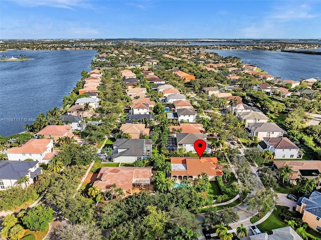 bird's eye view featuring a water view