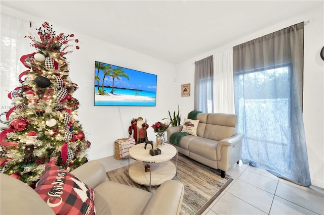 view of tiled living room