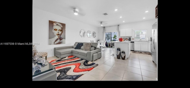 view of tiled living room