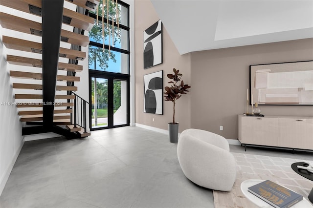 entrance foyer with french doors and radiator