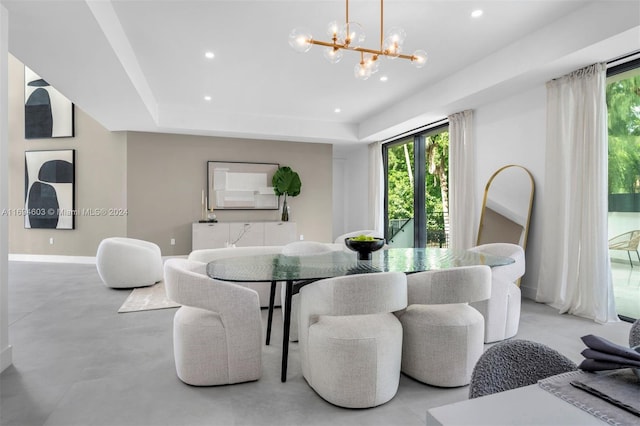 dining area featuring a chandelier