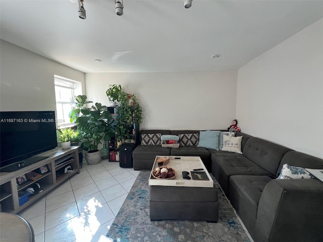 view of tiled living room