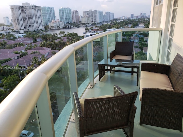 balcony with a water view