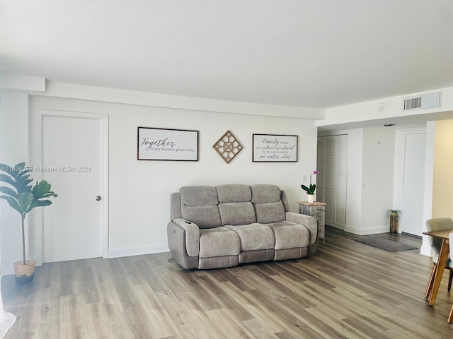 living room featuring light hardwood / wood-style flooring