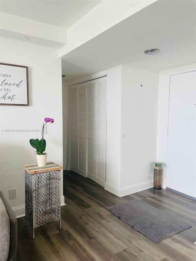 corridor featuring dark wood-type flooring