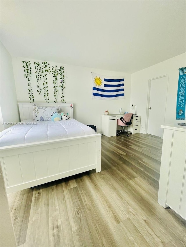 bedroom with light hardwood / wood-style floors