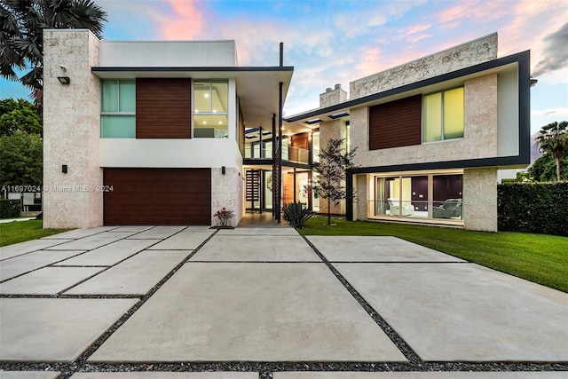 contemporary home with a garage