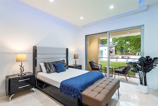 bedroom featuring light tile patterned floors