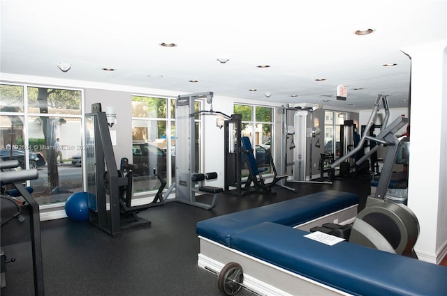 gym featuring a wealth of natural light