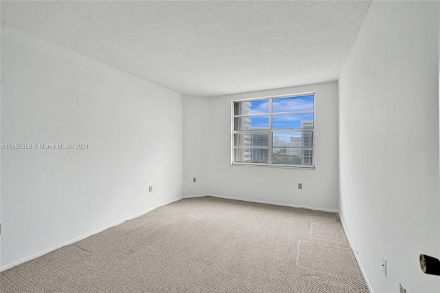 spare room featuring carpet and a textured ceiling