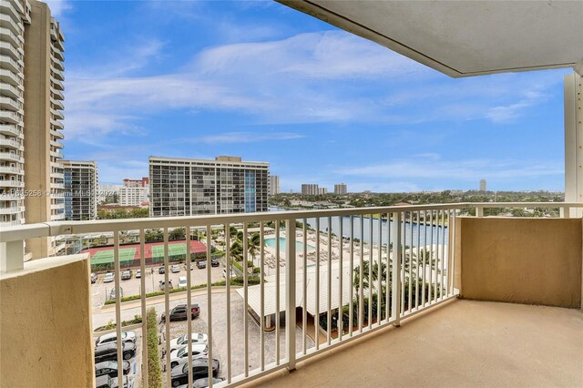 balcony with a water view