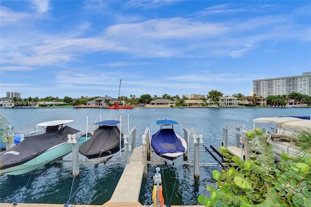 view of dock featuring a water view