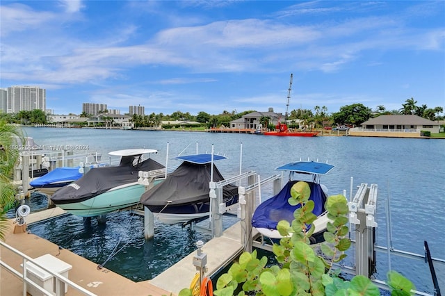 view of dock featuring a water view