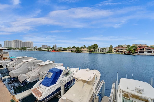 view of dock featuring a water view