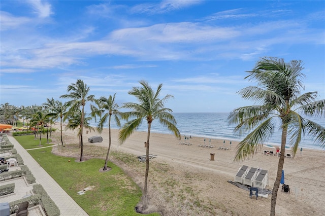 property view of water featuring a view of the beach