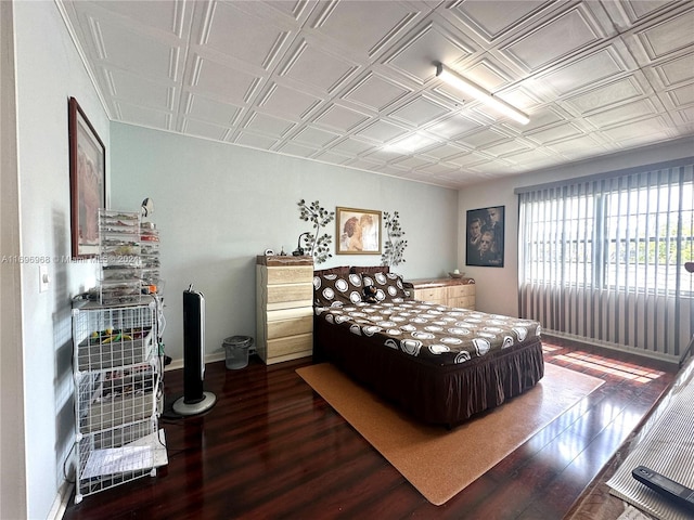 12900 SW 13th St Unit 214E, Pembroke Pines, FL 33027 - bedroom with an ornate ceiling and dark wood-type flooring