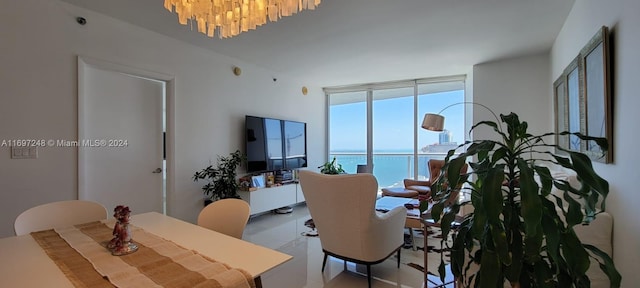 dining area featuring a chandelier