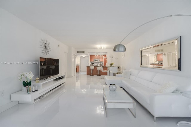 view of tiled living room