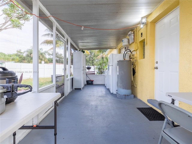 view of patio / terrace with gas water heater