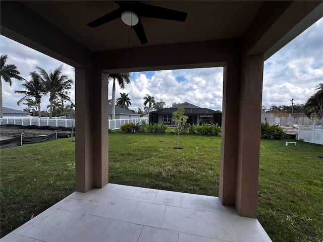 view of patio / terrace featuring ceiling fan