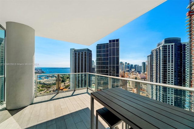 balcony with a water view