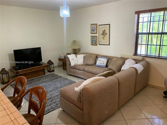 view of tiled living room