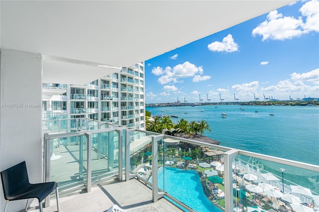 balcony with a water view