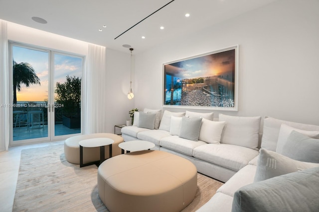 living room featuring light hardwood / wood-style flooring