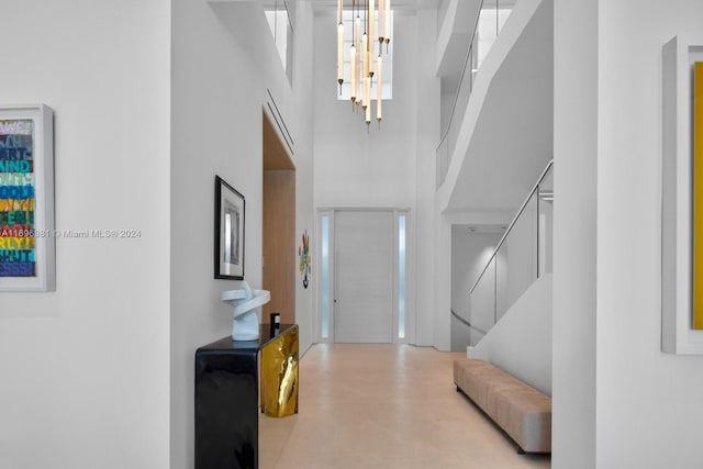 foyer with a high ceiling