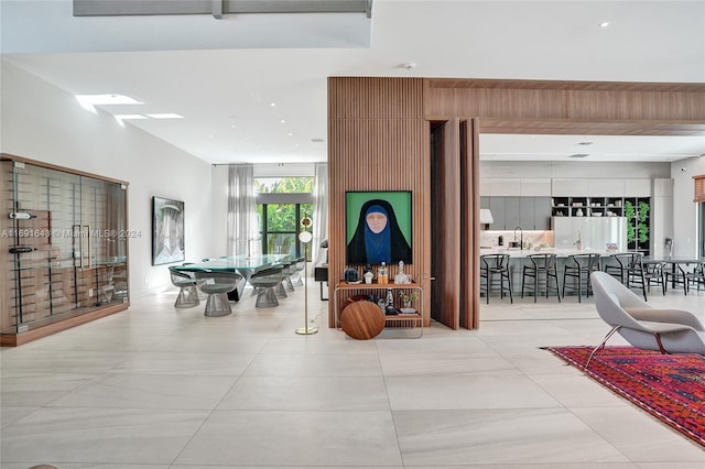 interior space with light tile patterned floors