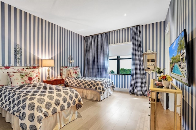 bedroom featuring light wood-type flooring