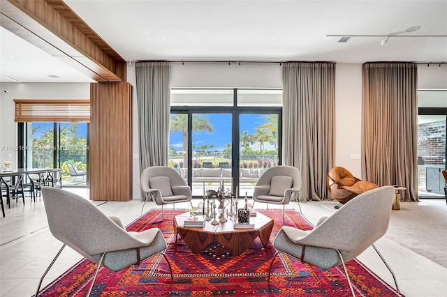 view of tiled living room