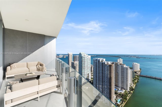 balcony with a water view