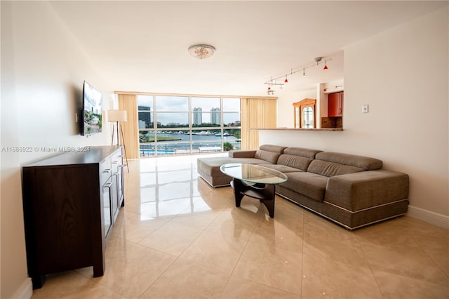 view of tiled living room