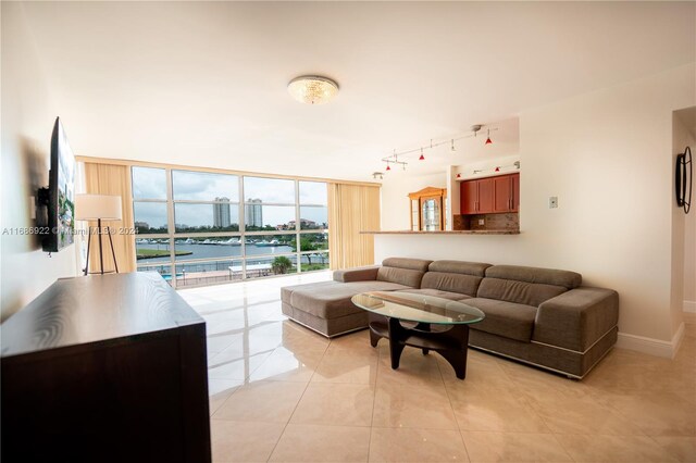 view of tiled living room