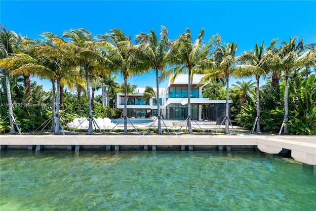 view of dock featuring a water view