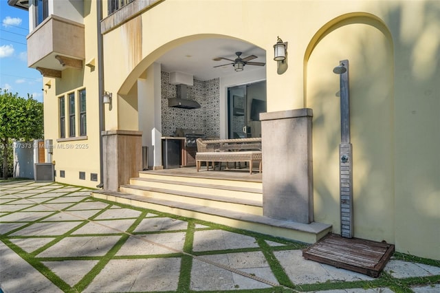 view of patio / terrace with ceiling fan