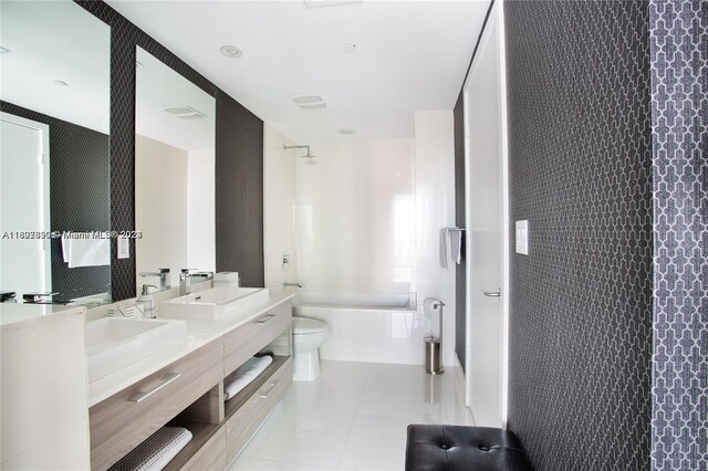 1300 S Miami Ave Unit 2104, Miami, FL 33130 - bathroom with toilet, double vanity, and tile patterned floors