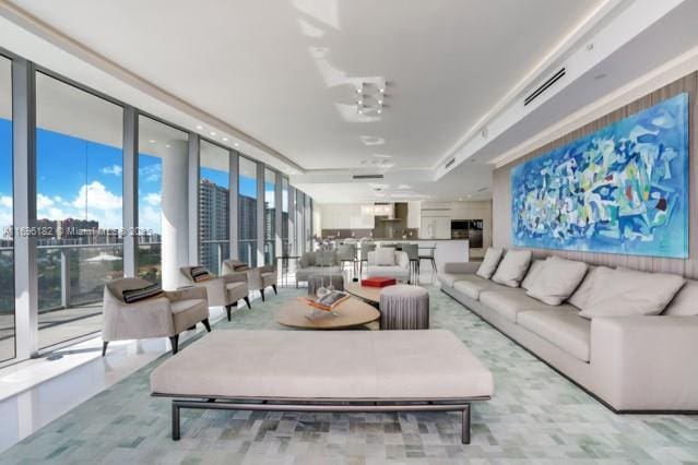 living room featuring expansive windows