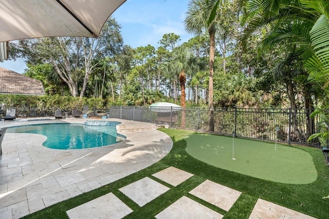 view of pool featuring a patio area