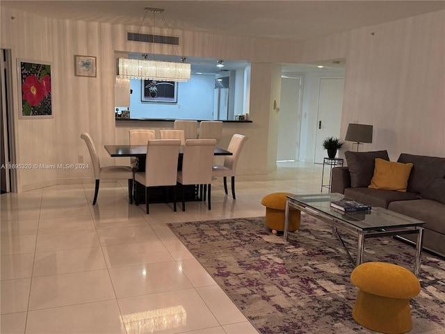 view of tiled living room