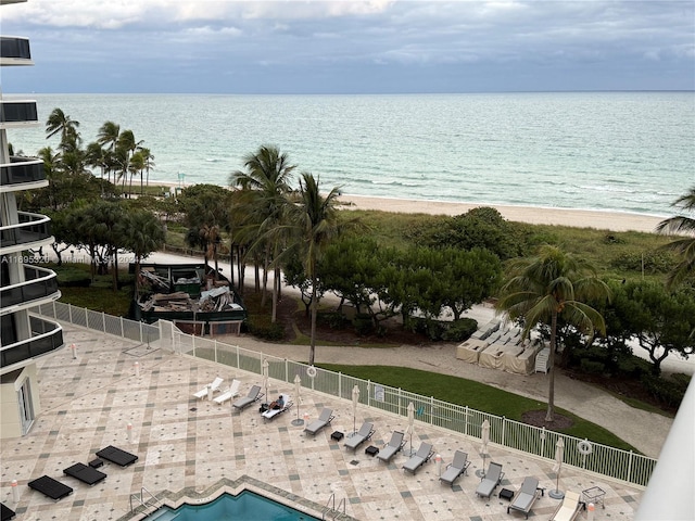 water view featuring a beach view